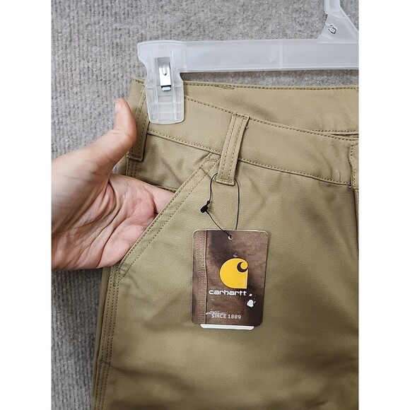 Carhartt Rugged Flex Original Fit Canvas Work Shorts Womens 2 Dark Khaki NEW - Picture 3 of 9